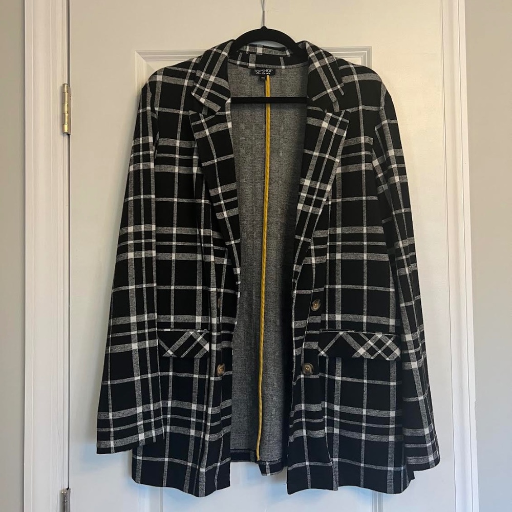 Topshop Plaid Oversized Blazer, Size 10